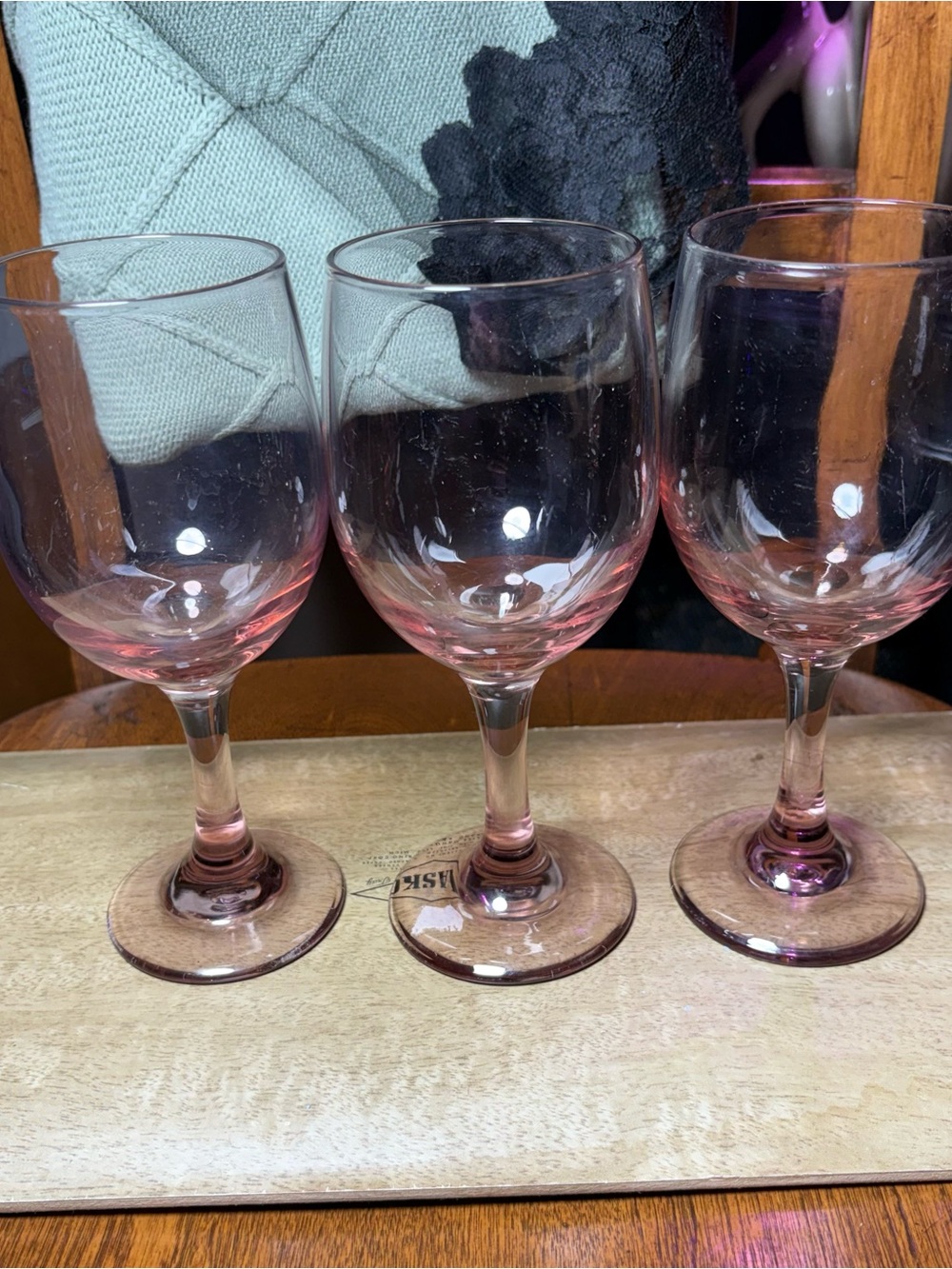 Libbey pink goblets glassware 3 piece set